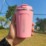 ⁦كوب حراري سعة 510 مل – ستانلس ستيل عازل مزدوج و مقاوم للتسرب  – وردي⁩ - الصورة ⁦2⁩