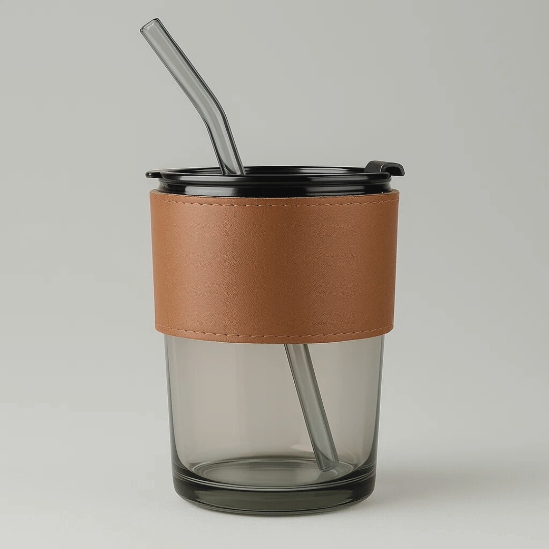 1 كوب زجاجي أنيق مقاوم للحرارة – مثالي للمشروبات الساخنة و الباردة – أسود - الصورة 1