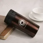 ⁦كوب حراري سعة 450 مل – ستانلس ستيل عازل مزدوج و مقاوم للتسرب – بني⁩ - الصورة ⁦2⁩